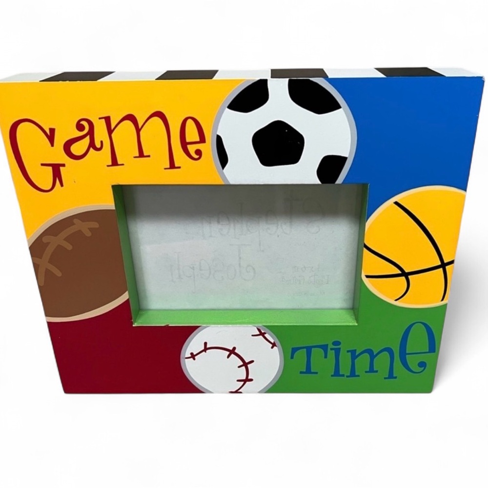 Stephen Joseph game time 4x6 frame sporty boys room soccer basketball baseball